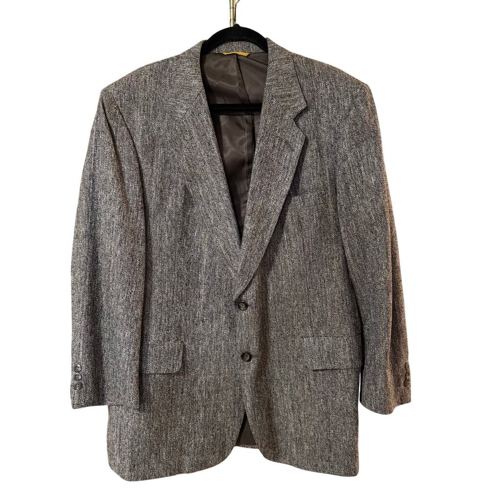 1990s Kuppenheimer Mens Sport Coat Size 44" Brown Gray Tan Blue Single Breasted